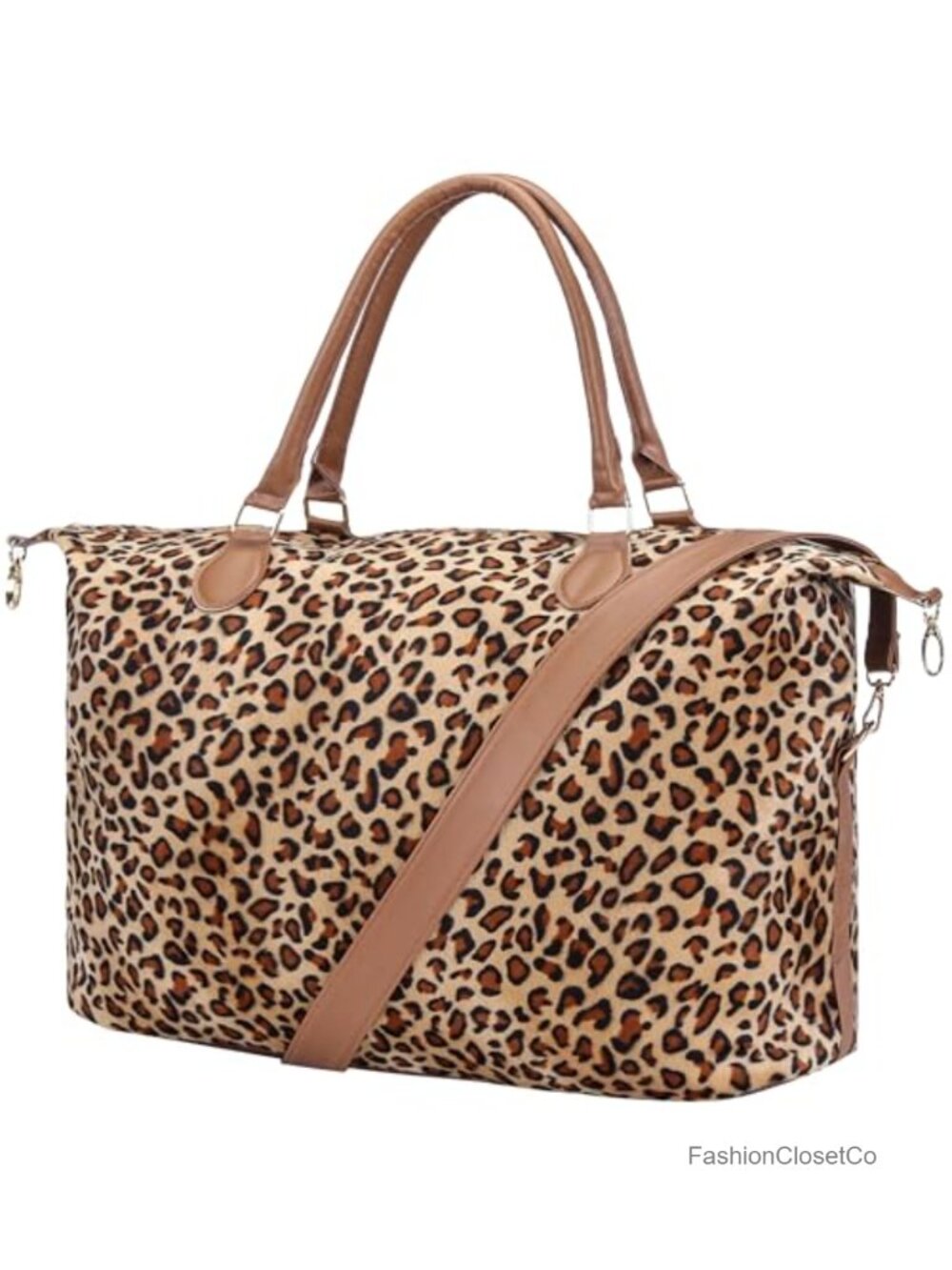 Large Canvas Faux Leather Weekender Duffel Travel Tote Overnight Bag with